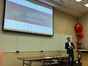 Presentation slide titled “The AI Collaborator: Integrating Large Language Models into Healthcare Research Workflows” at OSU College of Medicine.