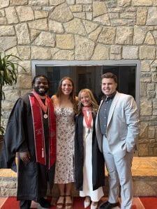Najhee and Riley pictured in their graduation attire